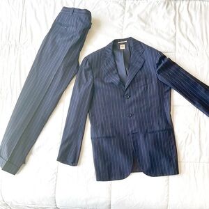 Luigi Borrelli Napoli 100% Wool Suit 36S Nerano Handmade Italy - Navy Blue